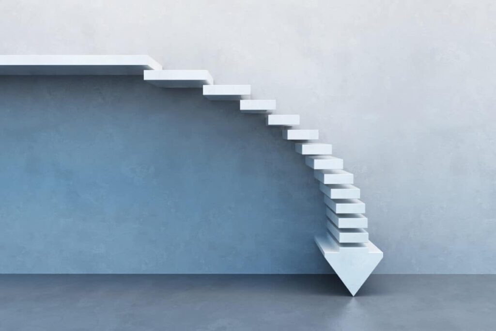 crisis concept, falling stairs